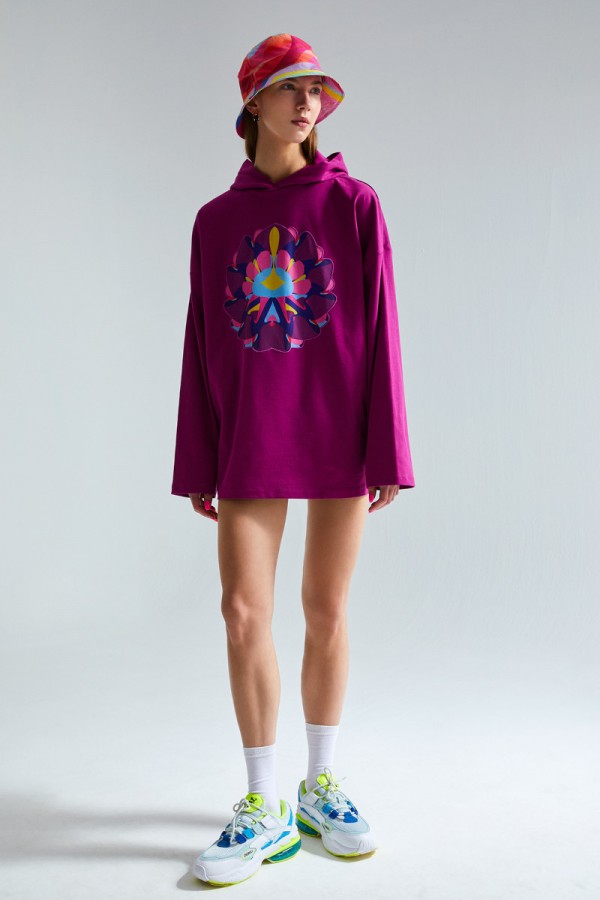 Graphic embroidered lightweight hoodie  HOVER