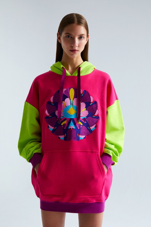 Mandala embroidered hoodie  HOVER