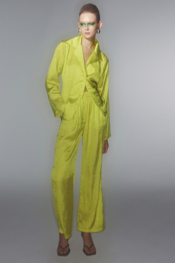 Zendaya Rhinestone Pajama Shirt HOVER